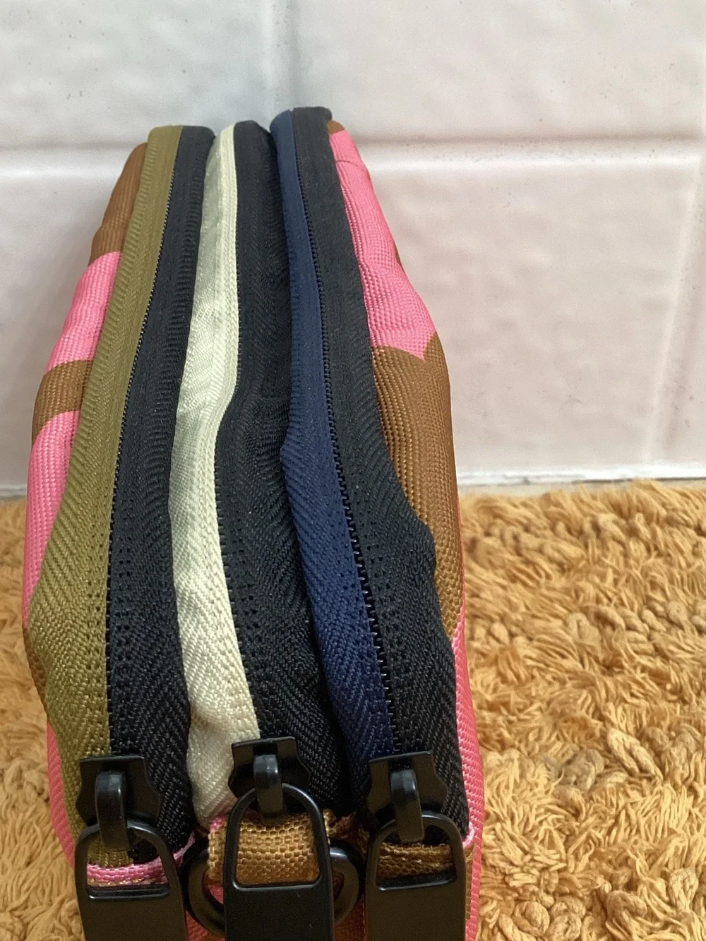 Orla Kiely Pink and Brown Retro Flower Crossbody Pouch